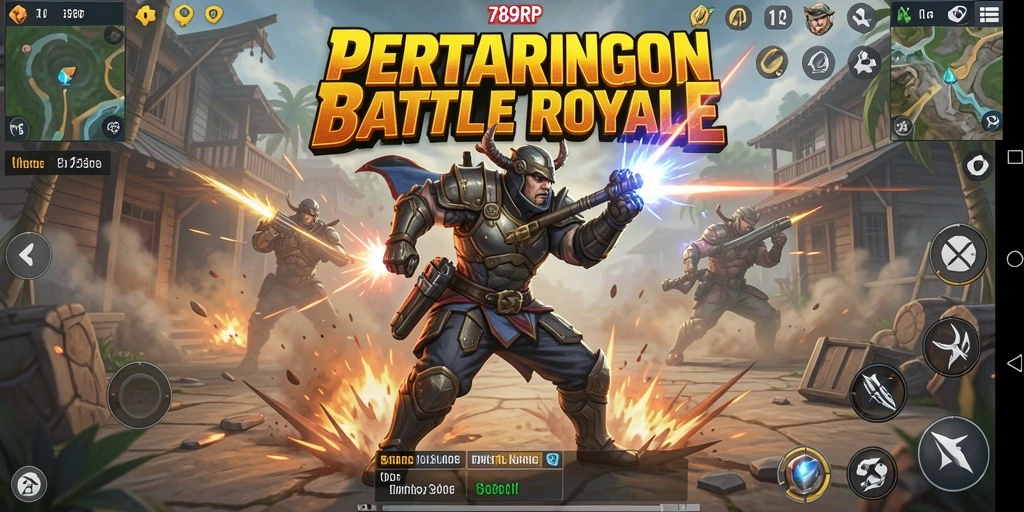 Screenshot aksi seru dari gameplay Battle Royale 789RP.