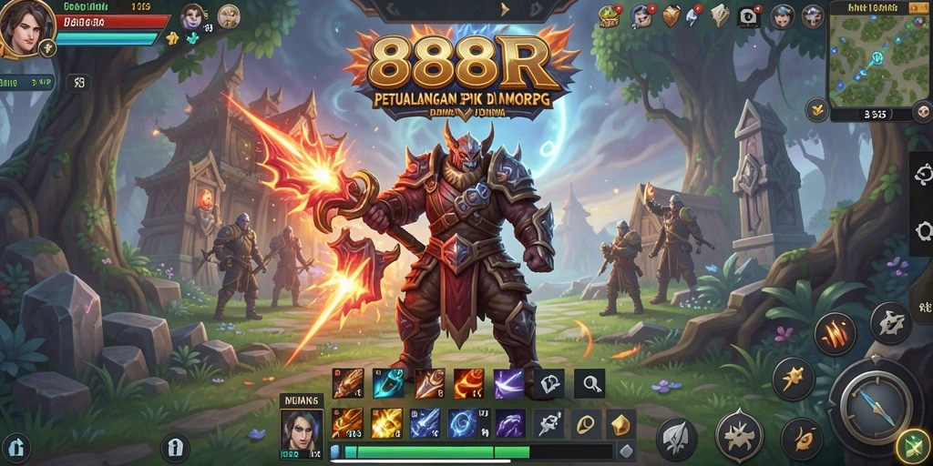 Tampilan gameplay mendebarkan di dunia fantasi MMORPG.
