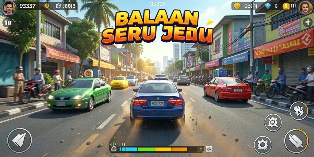 Tampilan seru dari gameplay balapan di 93337.
