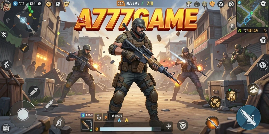 Tangkapan layar A777GAME menampilkan aksi seru dalam pertarungan Battle Royale.