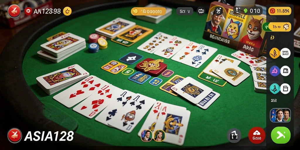 Screenshot gameplay ASIA128 menunjukkan antarmuka Gaple yang menarik dan interaktif.