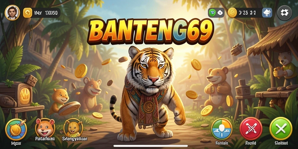 Tampilan gameplay BANTENG69 yang penuh warna dan ceria.