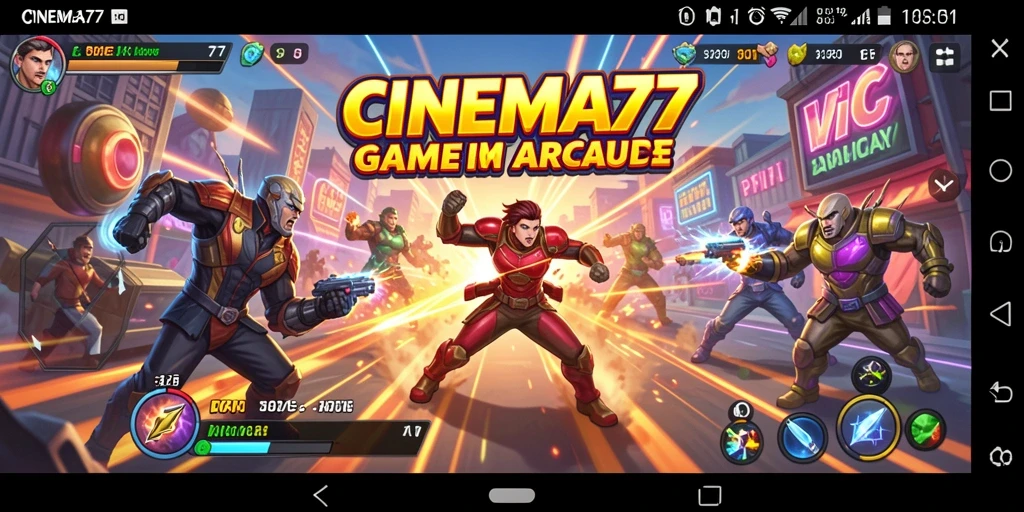 Screenshot CINEMA77 menunjukkan momen seru dalam gameplay Arcade.