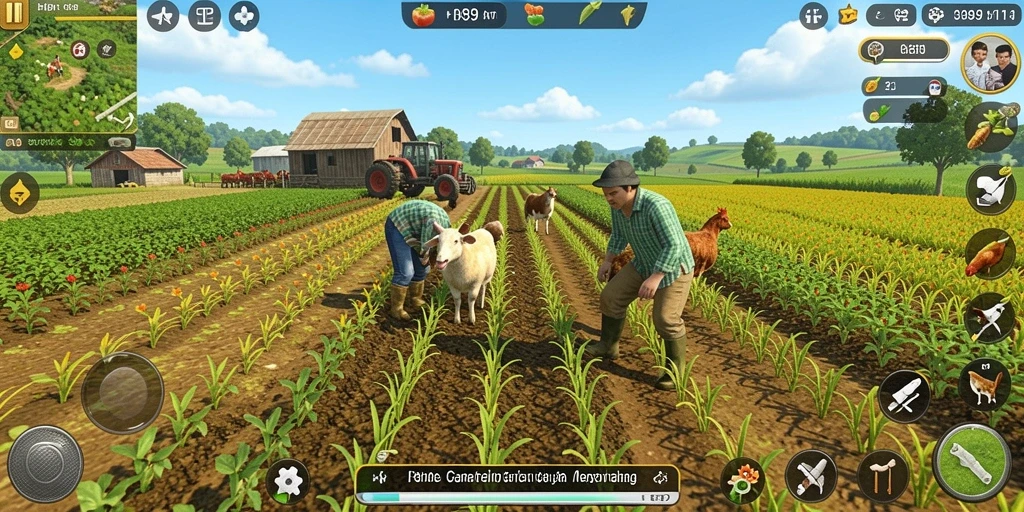 Screenshot gameplay H89 menunjukkan aktivitas pertanian yang seru dan interaktif.