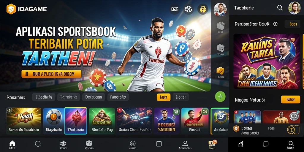 Tampilan utama IDAGAME menampilkan berbagai opsi taruhan olahraga.