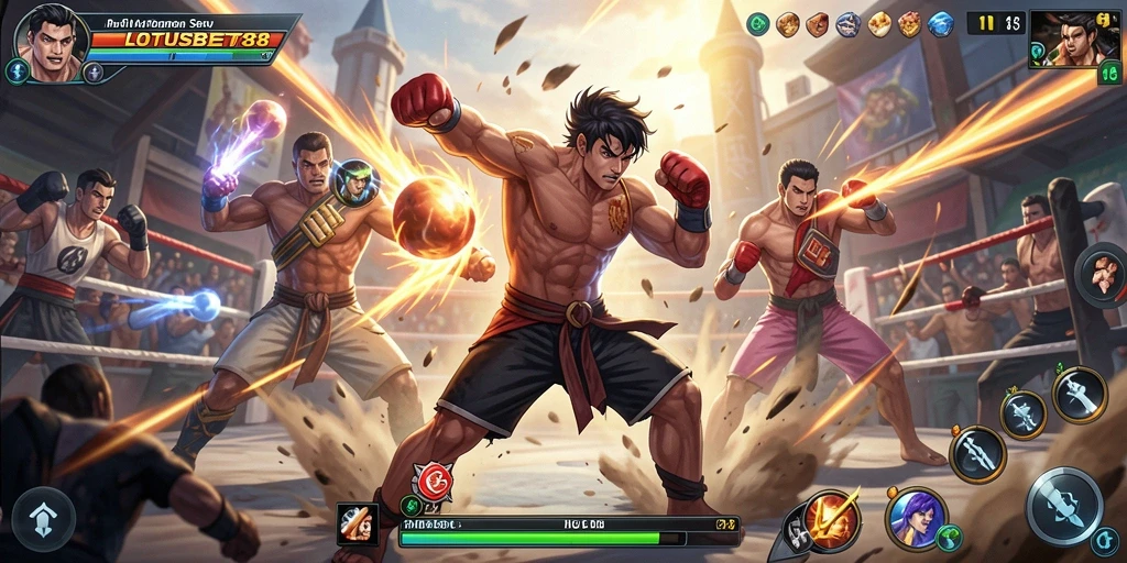 Screenshot LOTUSBET88 menampilkan aksinya yang mengesankan di arena Fighting.
