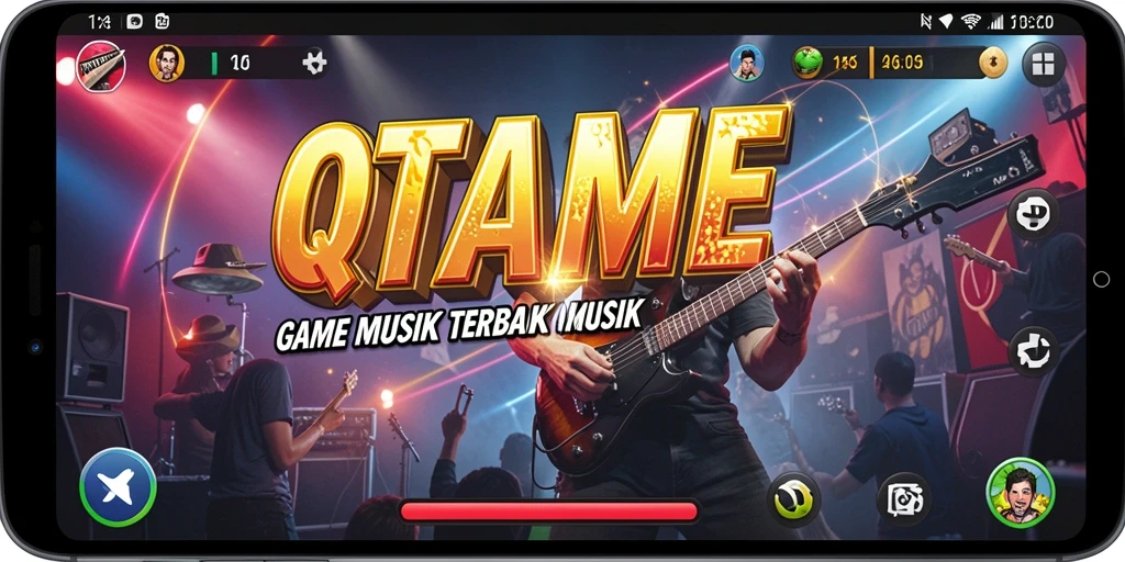 Screenshot QTGAME menampilkan gameplay menarik dari permainan musik.