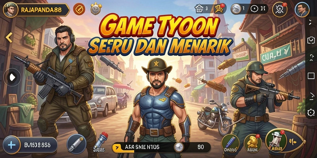 Tampilan gameplay menarik dari RAJAPANDA88 yang menunjukkan manajemen bisnis Tycoon.