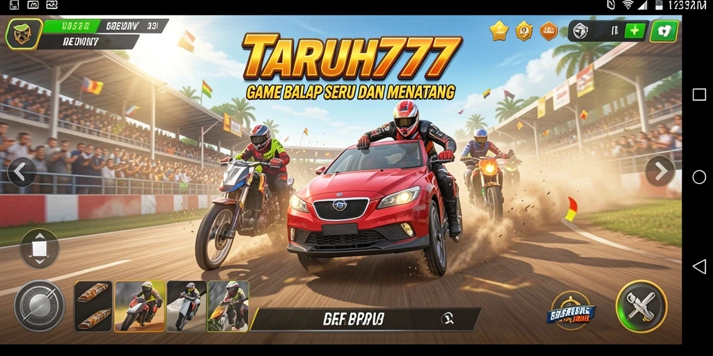 Gameplay menarik TARUH777 dengan balapan seru dan mobil bervariasi.
